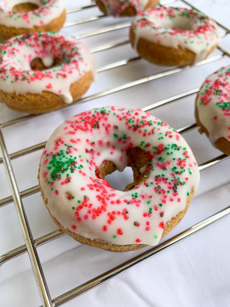 white chocolate holiday donuts