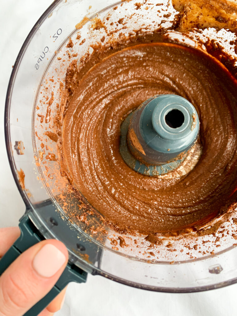 the chocolate peppermint almond butter in a food processor