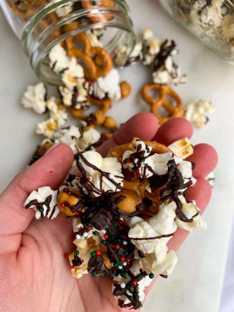 a handful of sweet & salty christmas snack mix