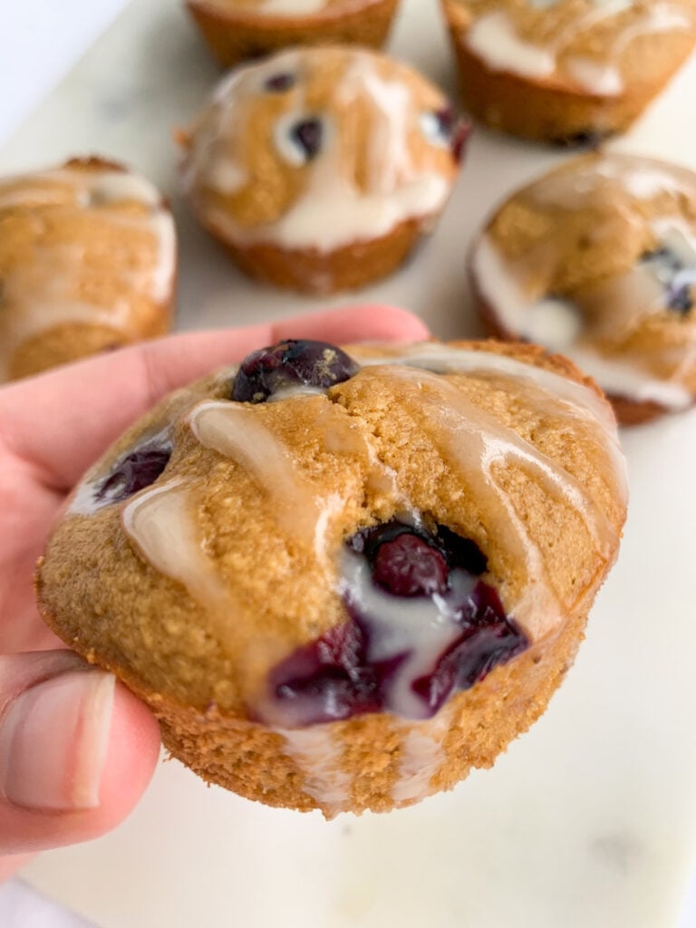 blueberry muffins with lemon coconut glaze