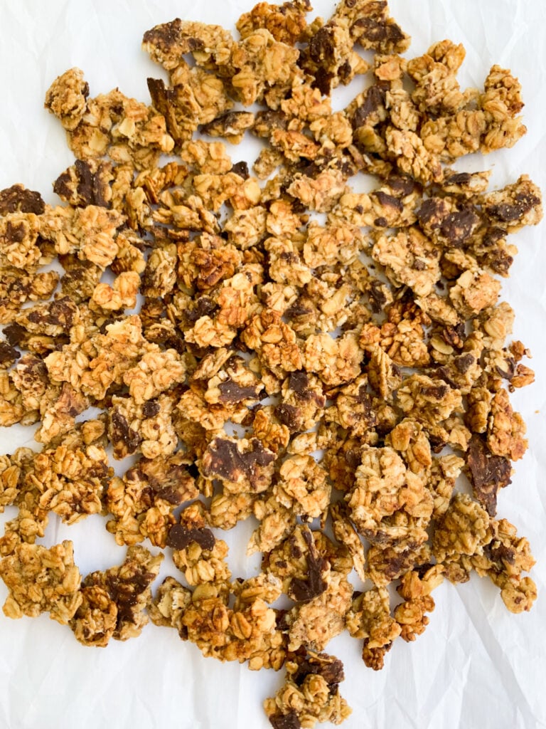the granola on a white background