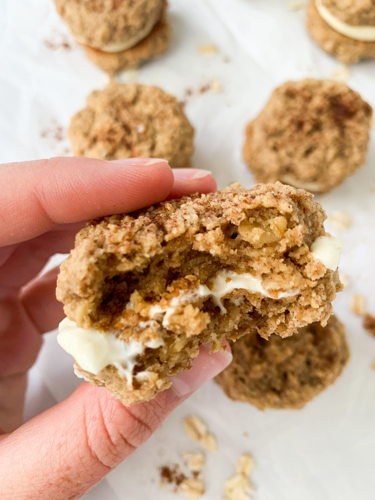Oatmeal Cookie Sandwiches with Cream Cheese Filling Wellness by Kay