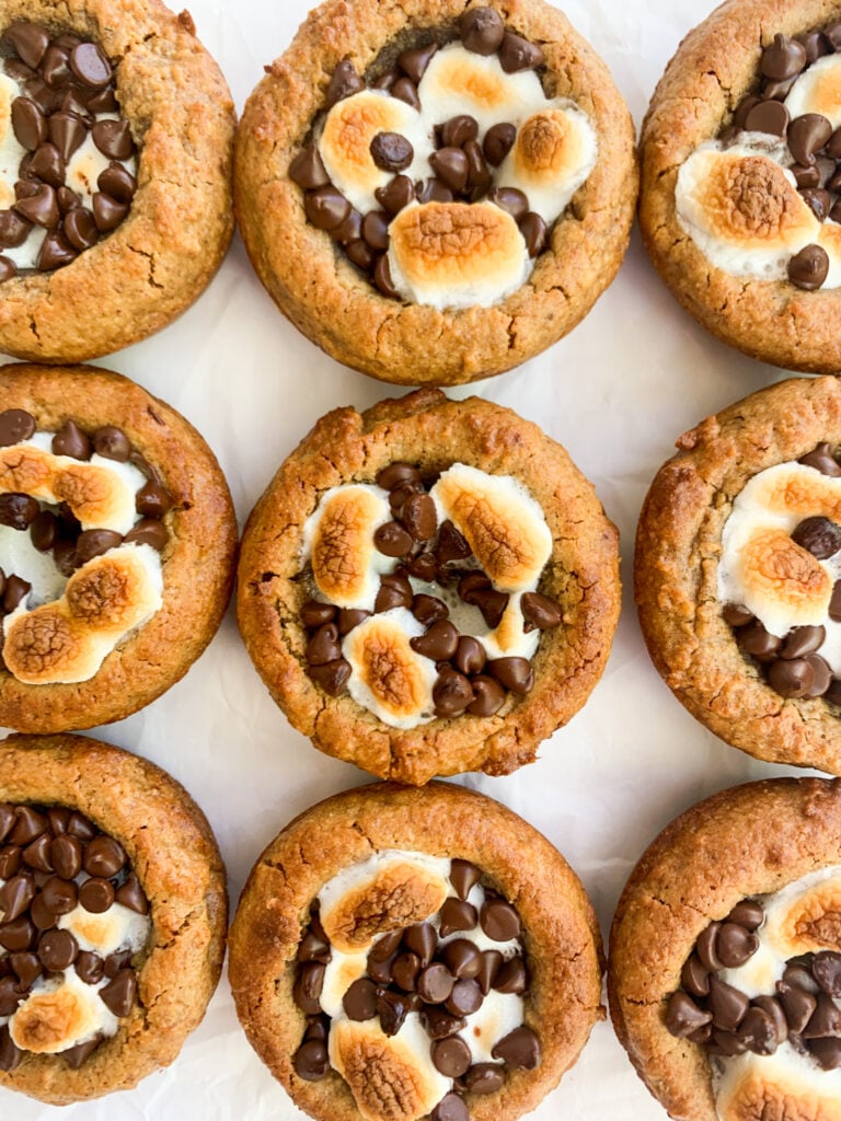 s'mores cookies cups on a white background