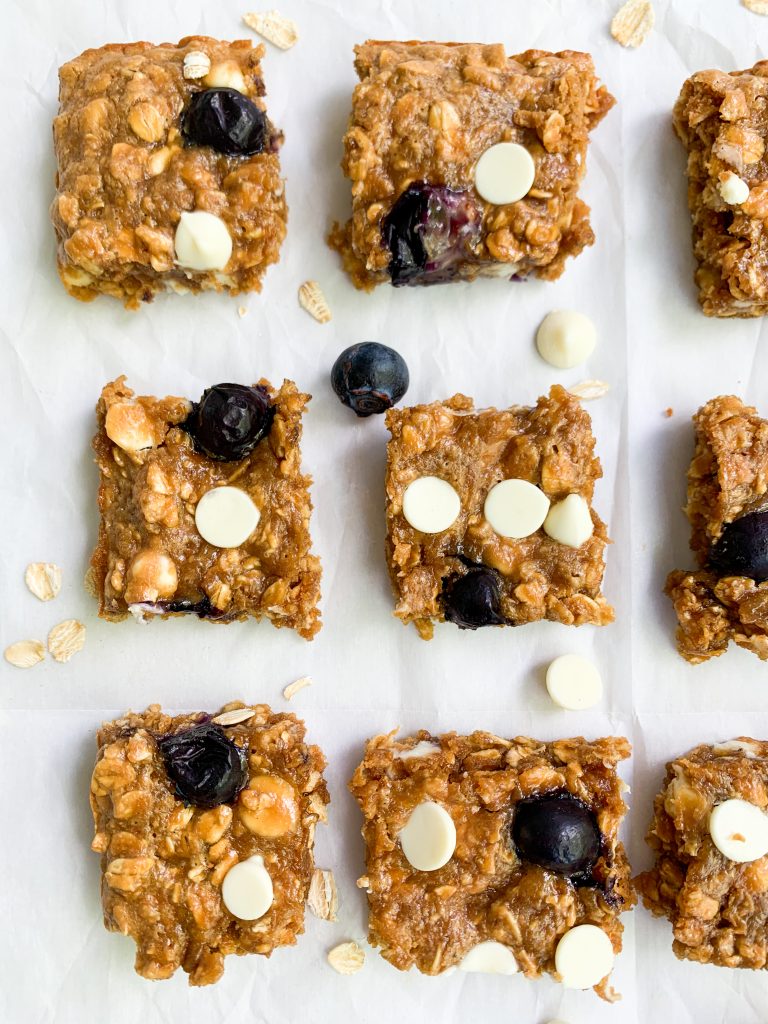 white chocolate & blueberry oatmeal cookie bars
