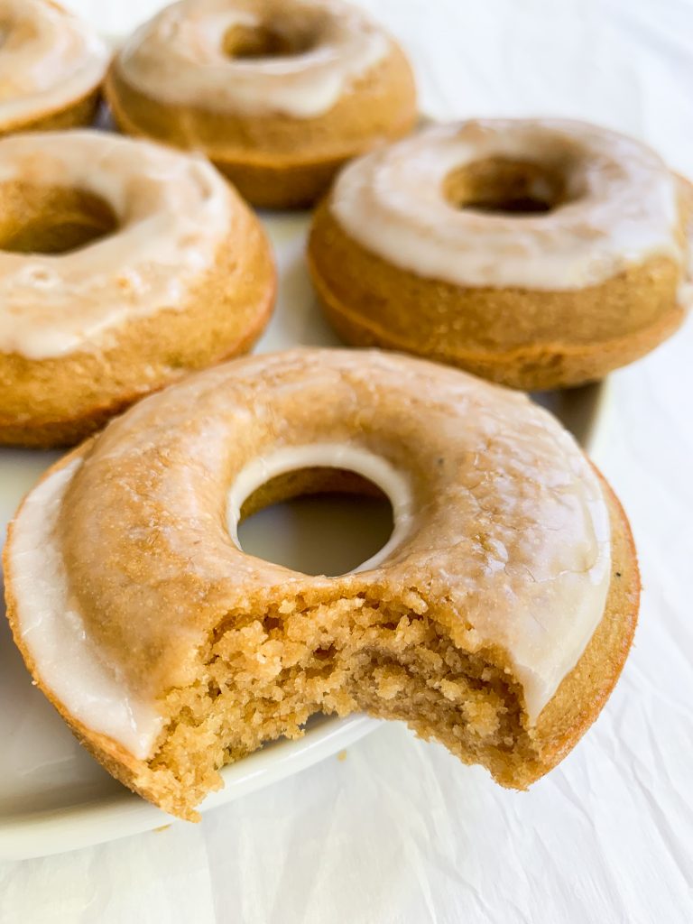 a plate of healthy baked donuts