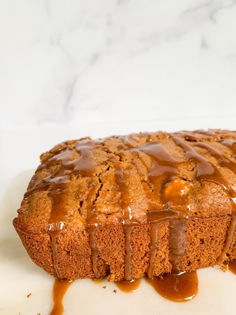 caramel drizzle on the apple bread