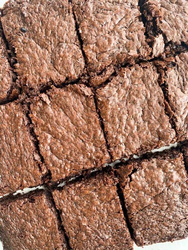 close up crinkly top brownies