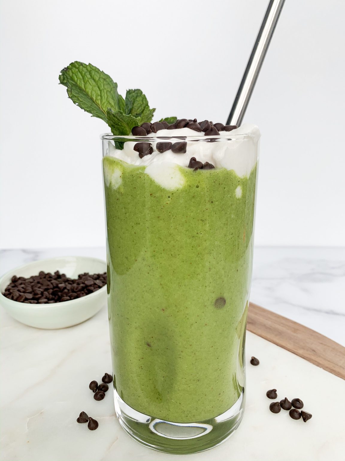 Healthy Mint Chocolate Chip Smoothie Wellness by Kay