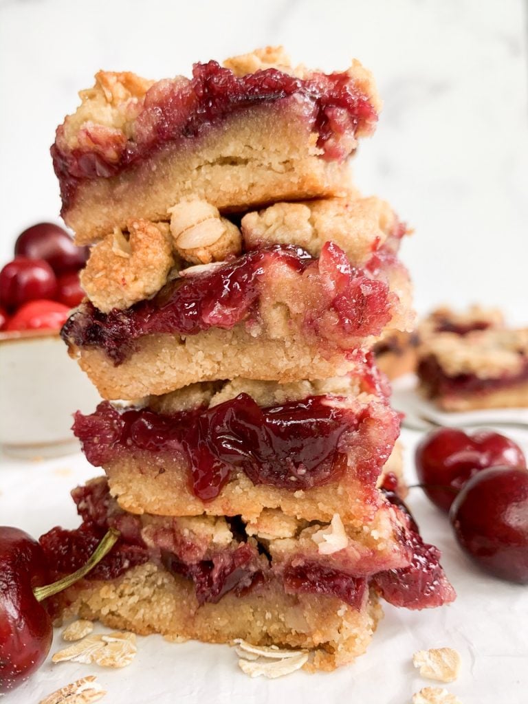 a stack of cherry bars