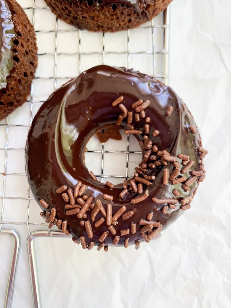 a close up shot of a healthy chocolate donut