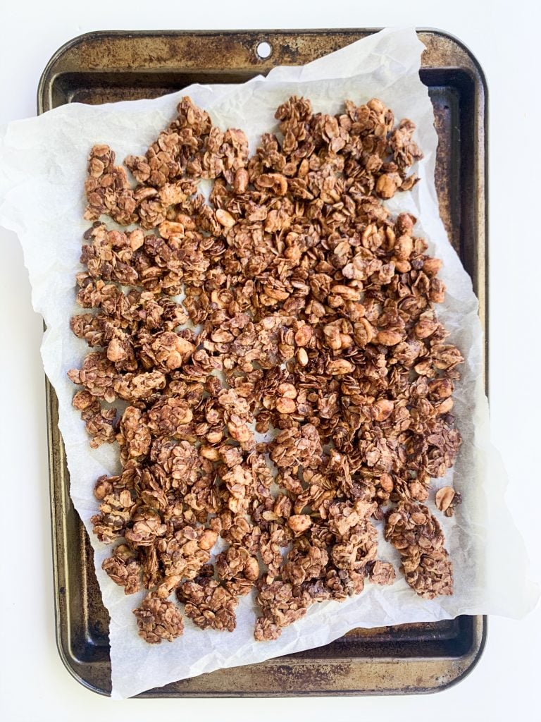 tray of chocolate granola