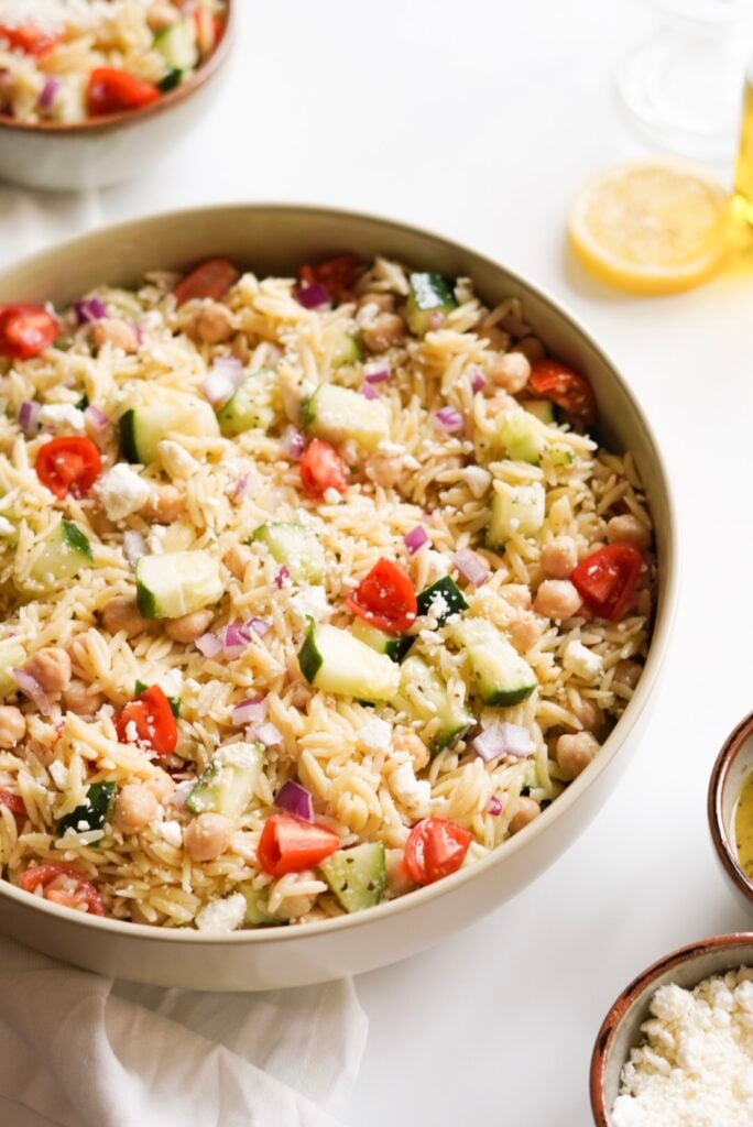 pasta salad with homemade greek dressing