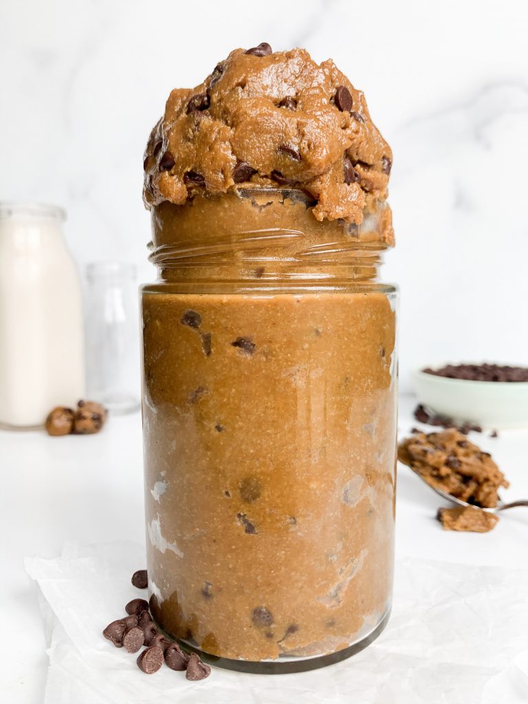 vegan edible cookie dough in a jar