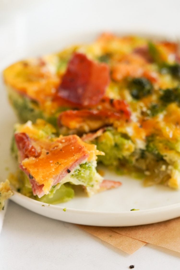 Broccoli Cheddar Egg Bake with Turkey Bacon Wellness by Kay