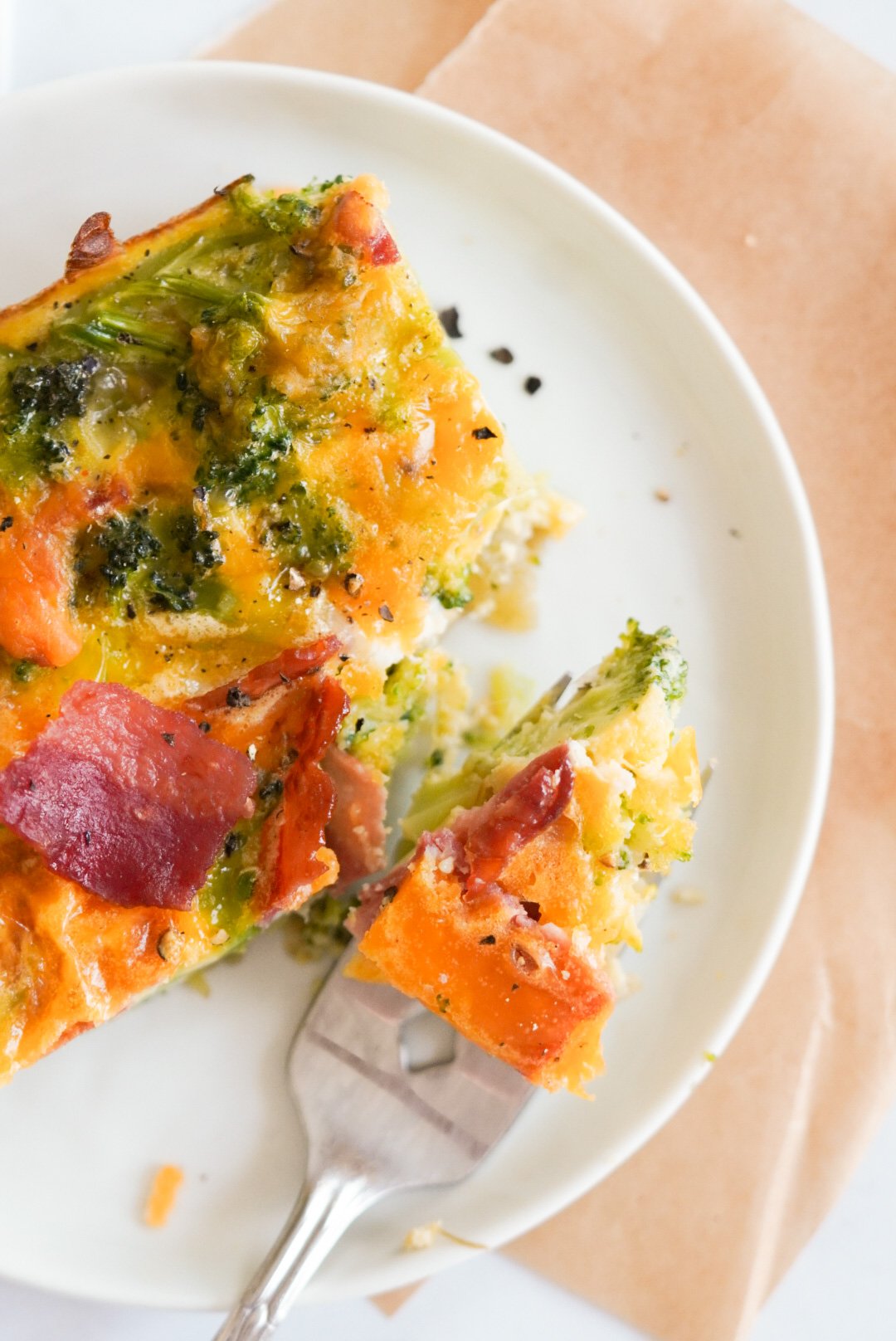 Broccoli Cheddar Egg Bake with Turkey Bacon - Wellness by Kay