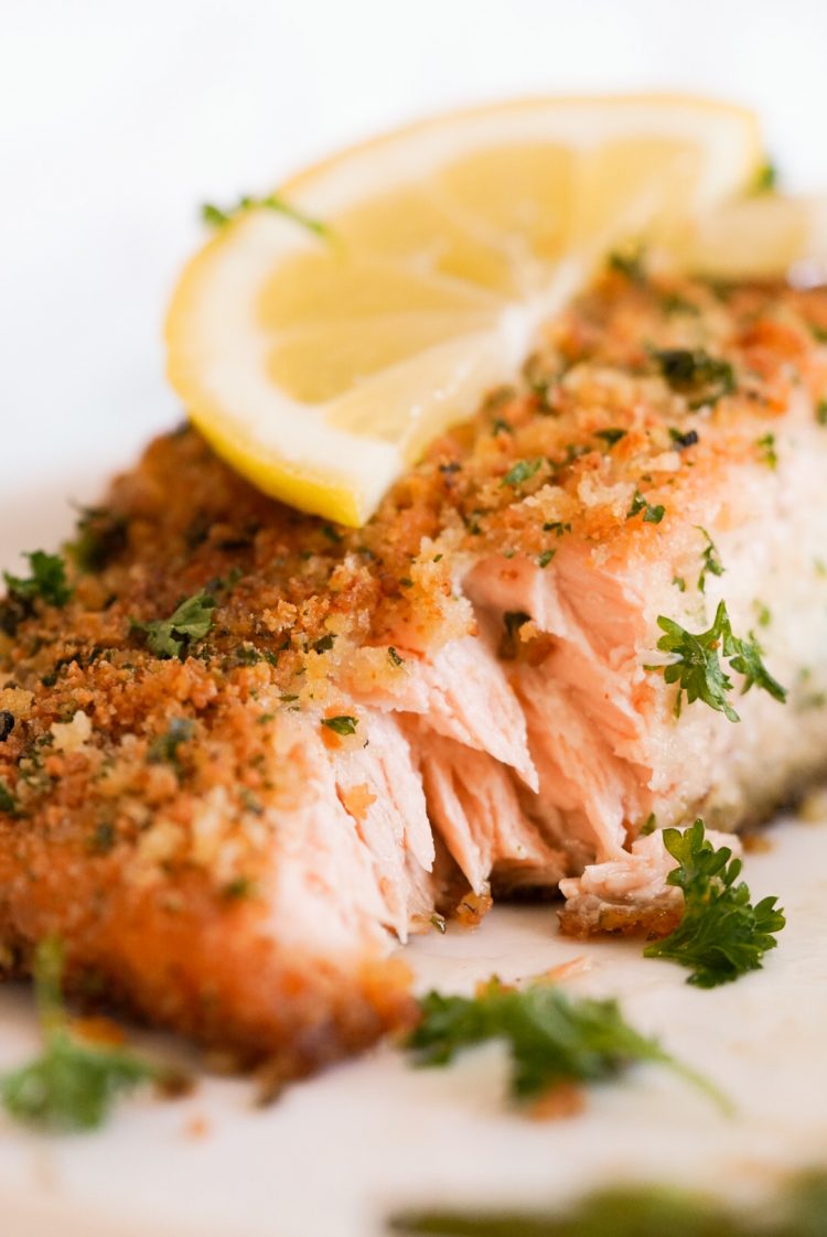 Parsley Parmesan Herb Crusted Salmon (Oven Baked) - Wellness by Kay
