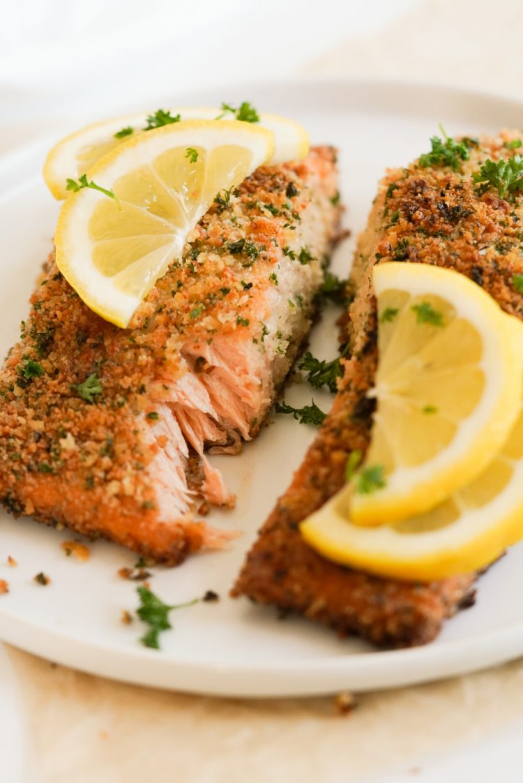 Parsley Parmesan Herb Crusted Salmon (Oven Baked) - Wellness by Kay