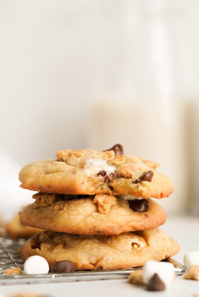 a stack of three S'mores Cookies Recipe