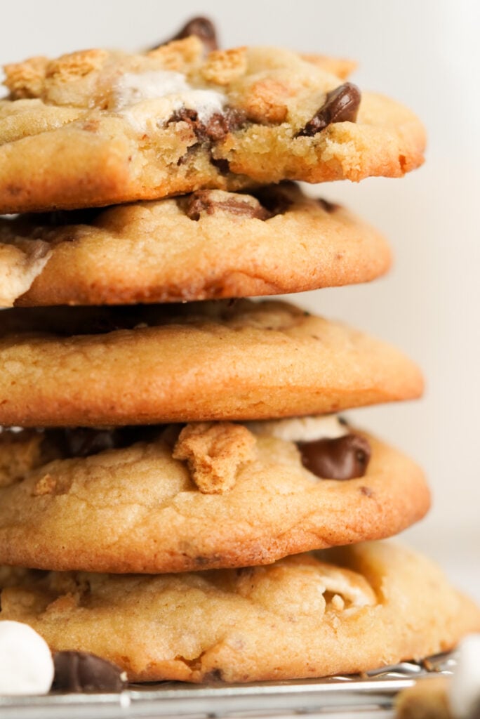 close up shot of a high stack of cookies