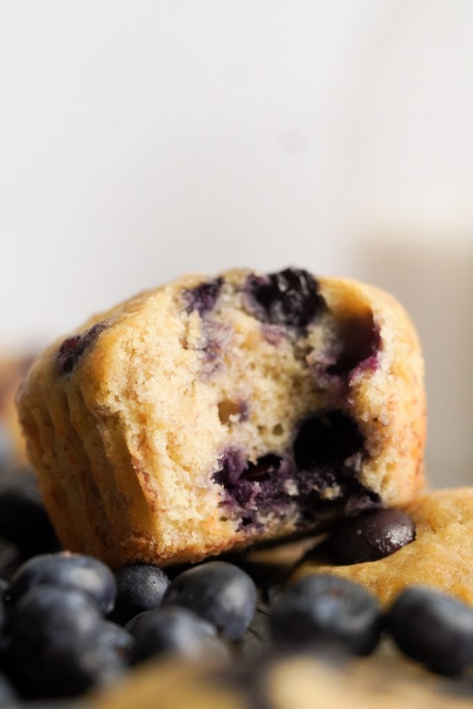 close up shot of a muffin with blueberries