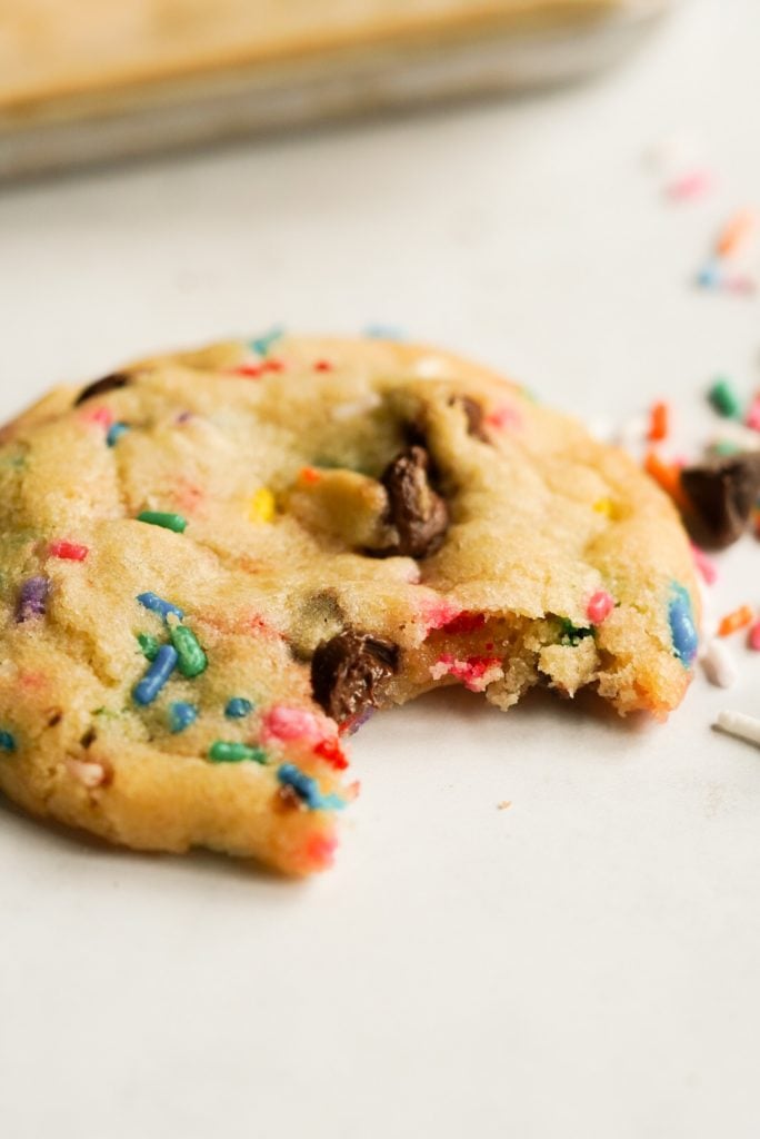 colorful sprinkle chocolate chip cookie
