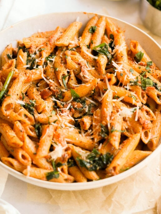 Healthy Sun Dried Tomato Pasta with Spinach (No Cream!) - Wellness by Kay