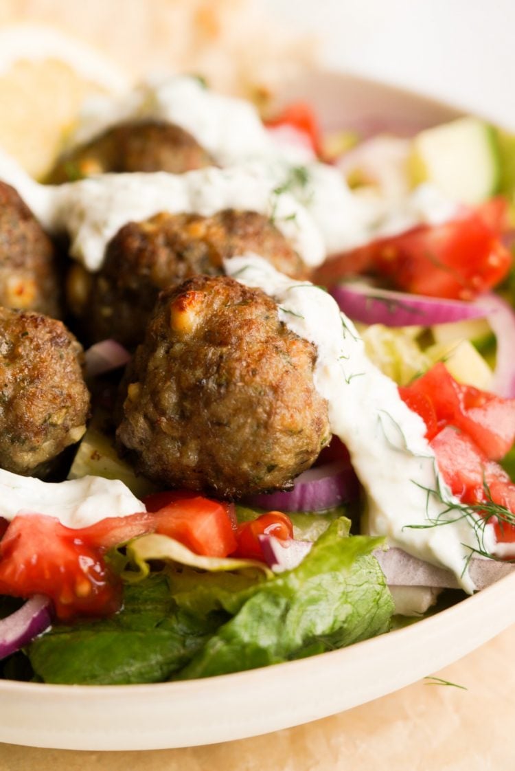 Greek Lamb & Feta Meatballs with Tzatziki Sauce - Wellness by Kay