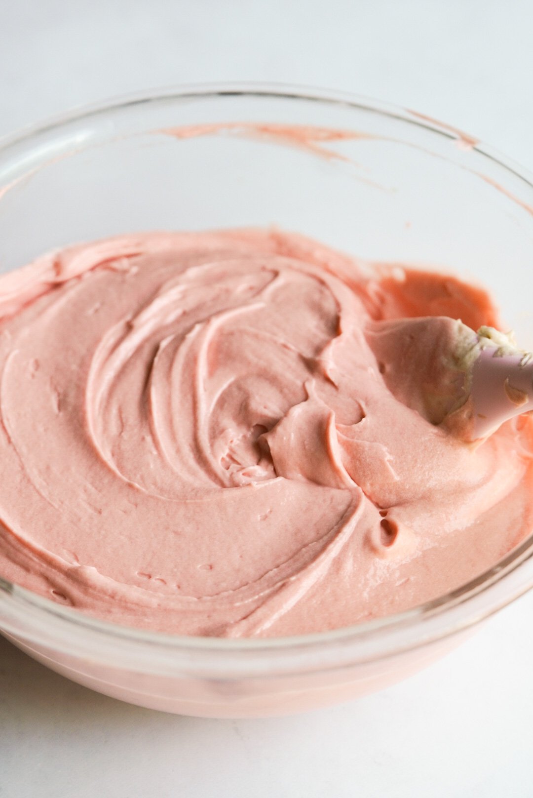 strawberry cake batter with pink color