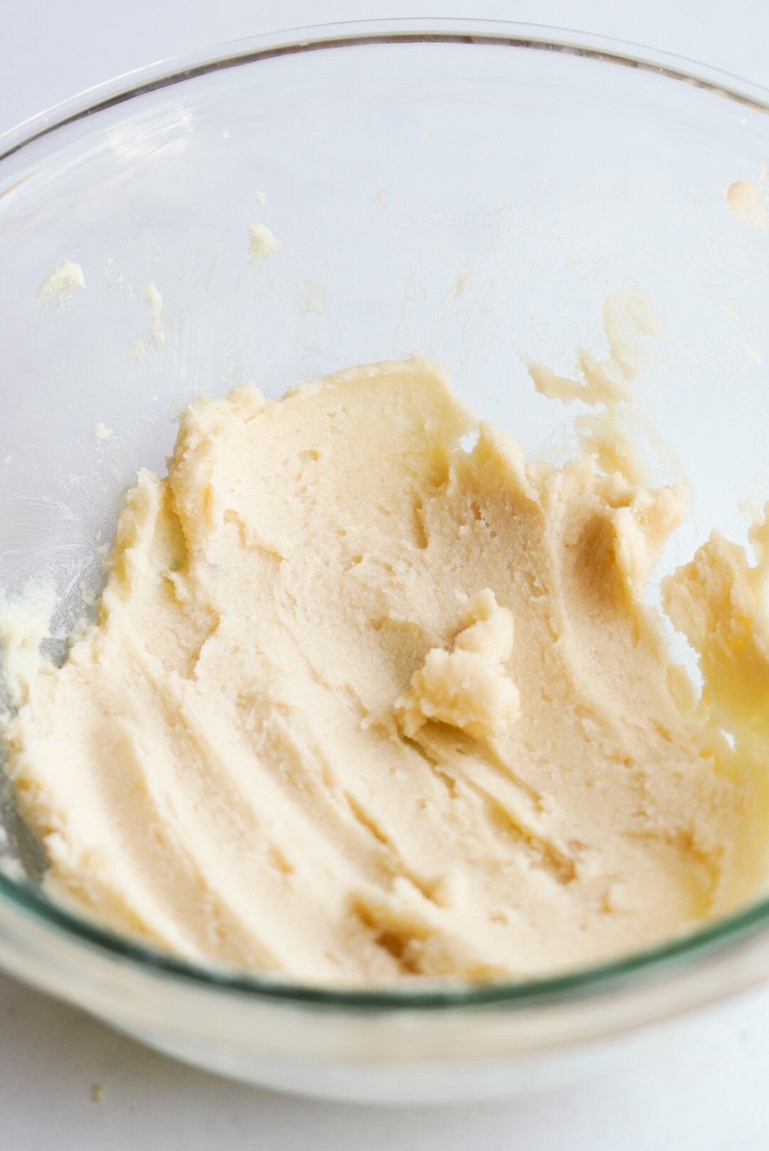 creamed butter and sugars in a bowl