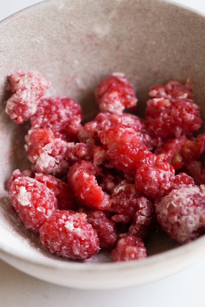 raspberries coated in flour