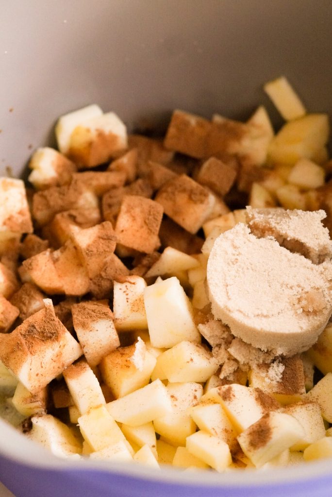 apples, cinnamon, and sugar in a large pot