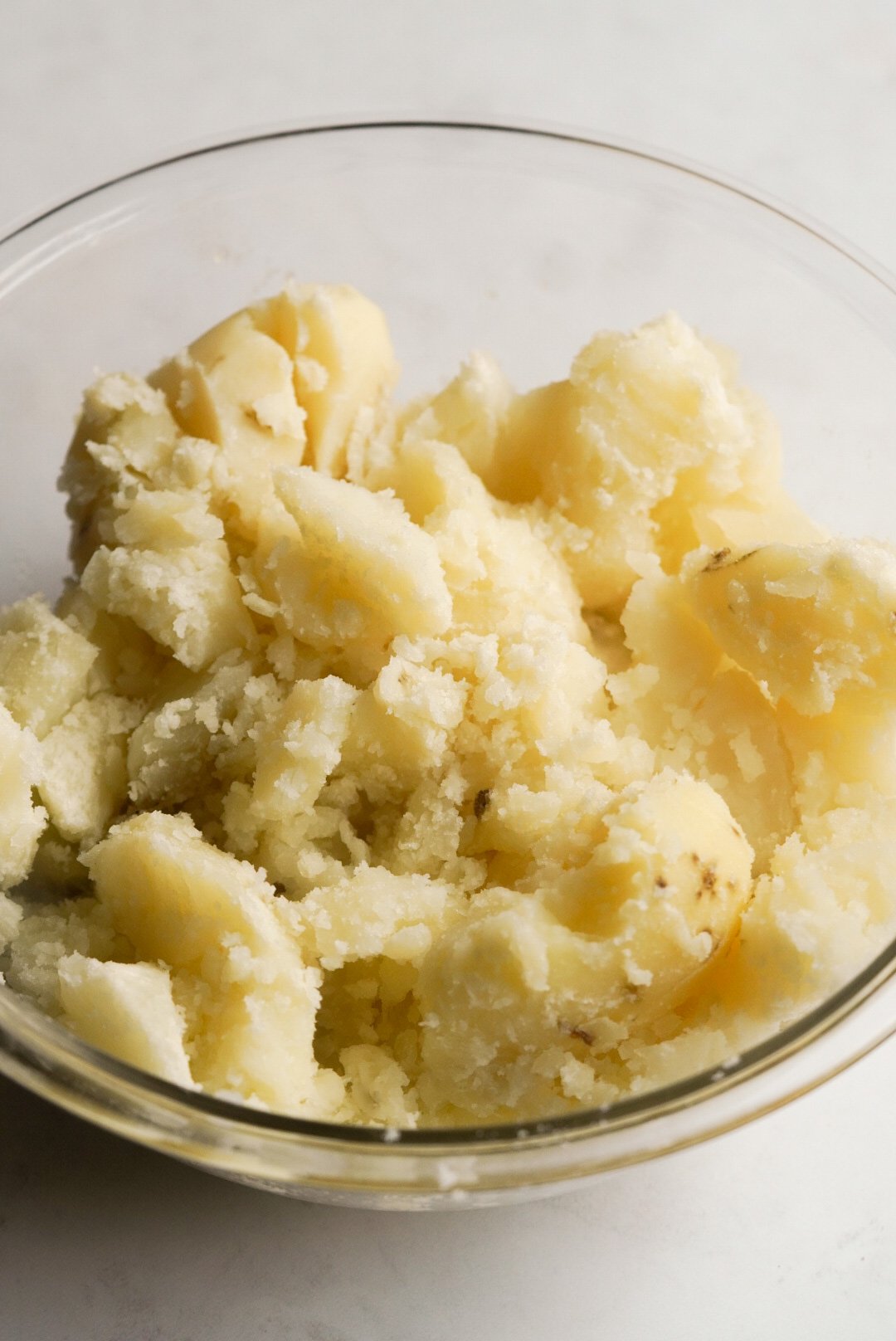 cooked potatoes slightly mashed
