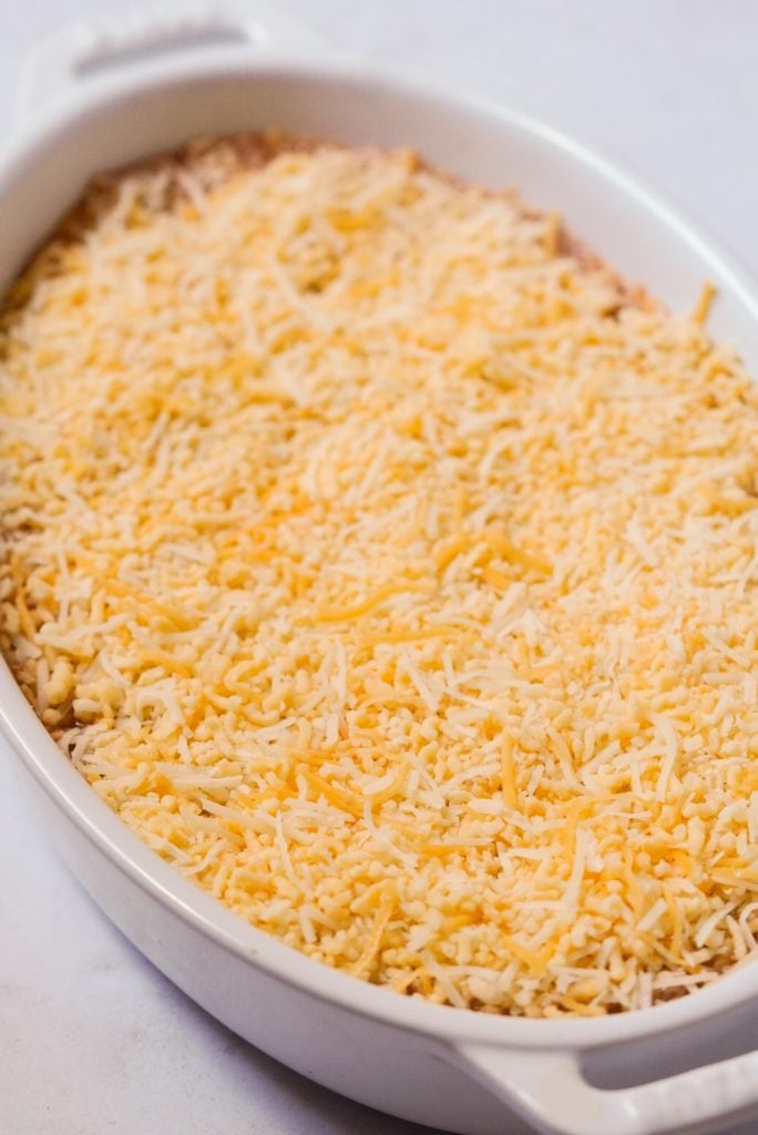 shredded cheese layer of dip