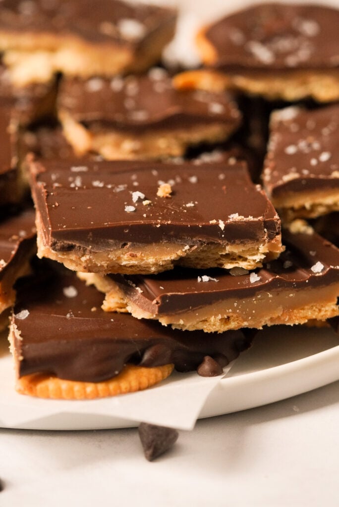 ritz cracker toffee on a plate