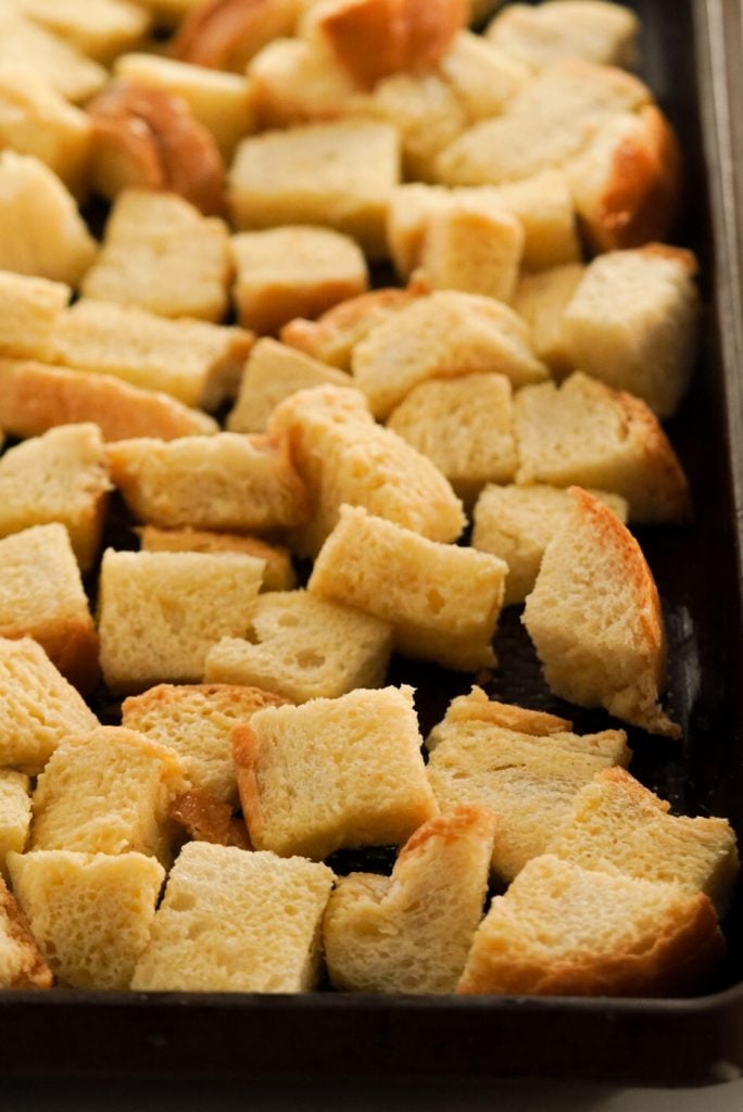 bread cubes soaked in egg mixture