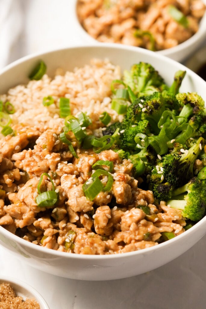 turkey bowl with broccoli and rice