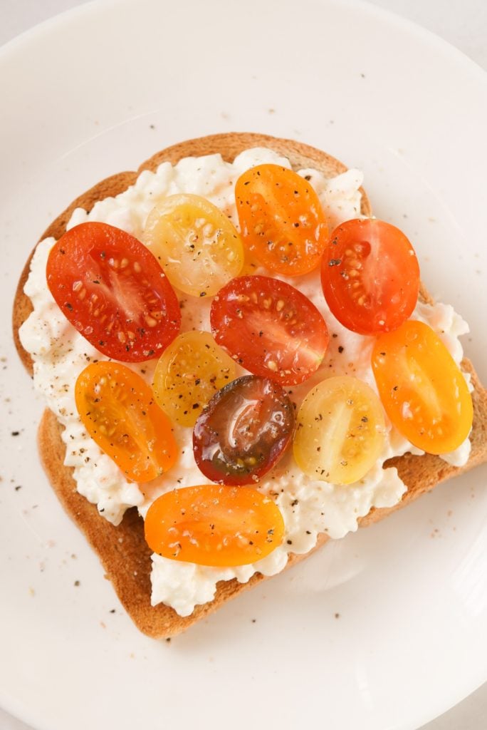 cherry tomato cottage cheese toast