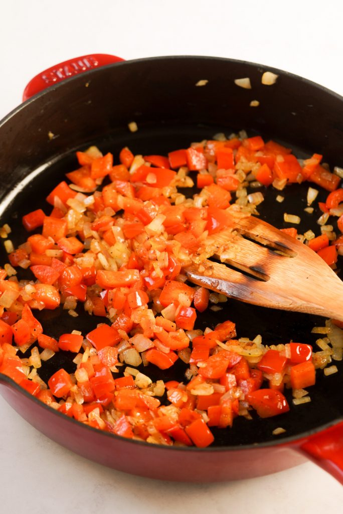 sautéed red bell pepper and onion