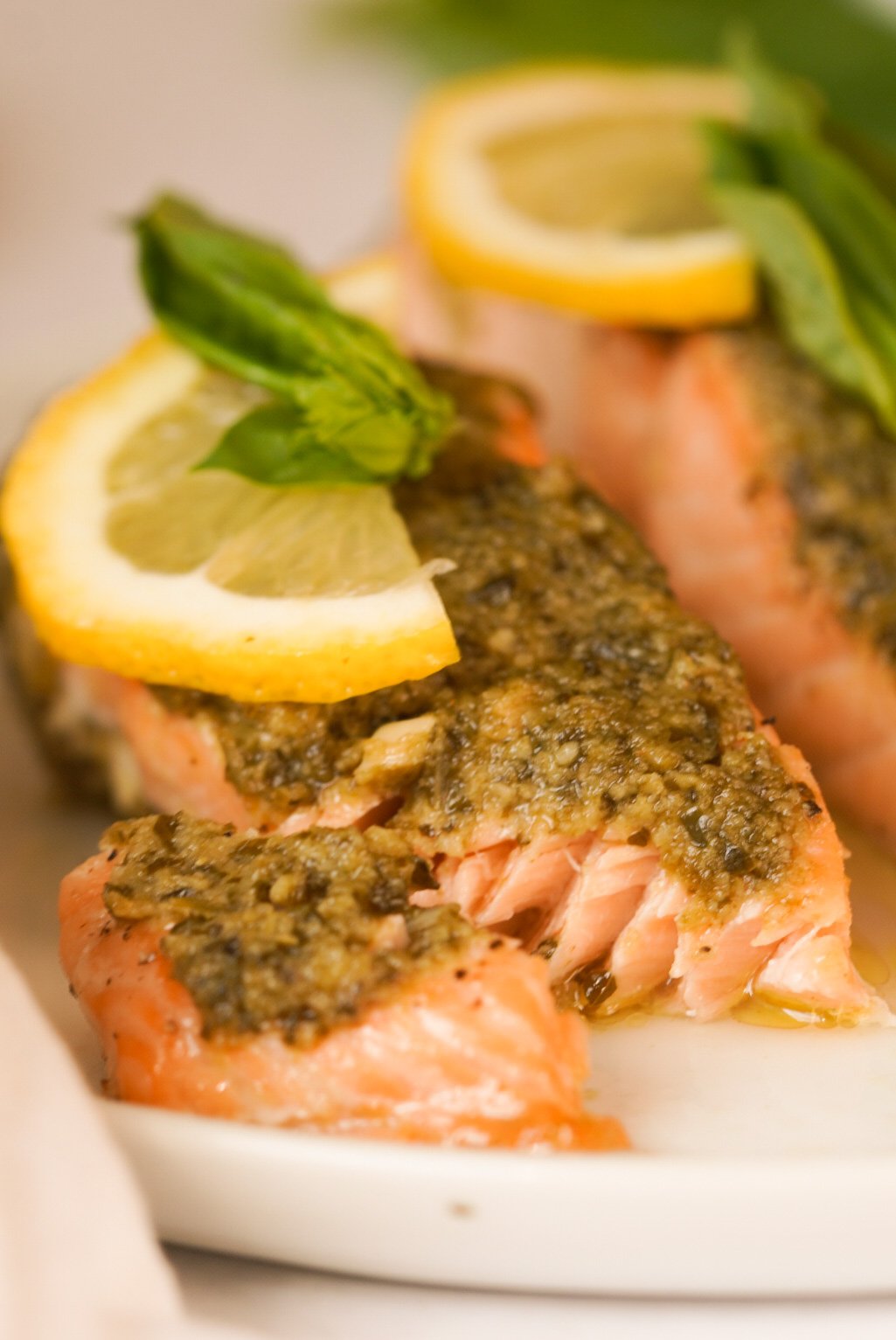 Baked Pesto Butter Salmon - Wellness By Kay