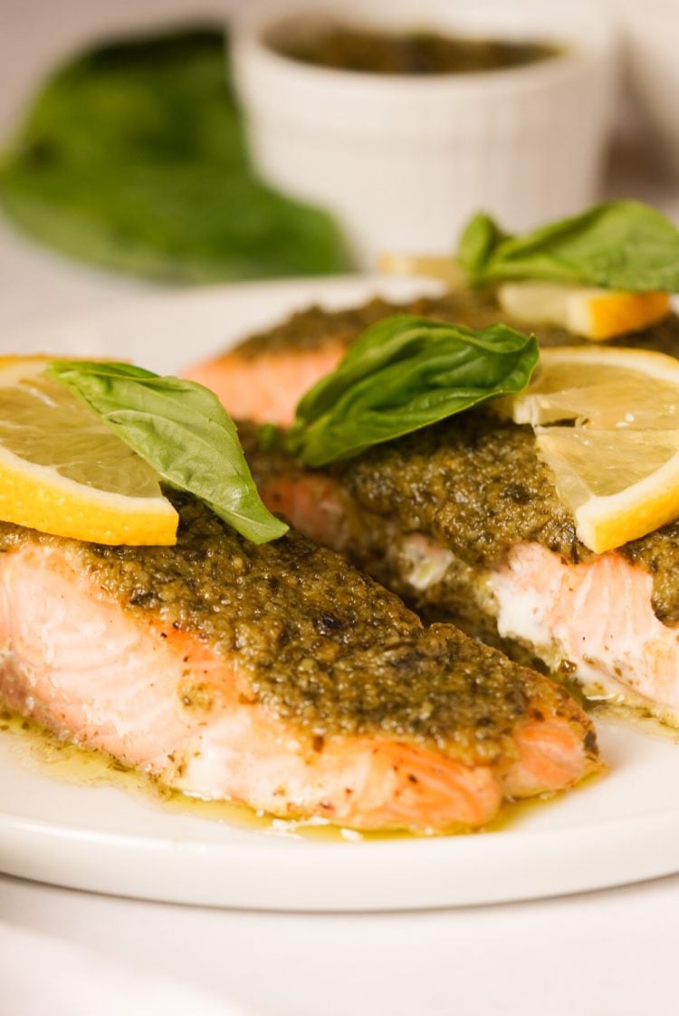 Baked Pesto Butter Salmon Wellness by Kay