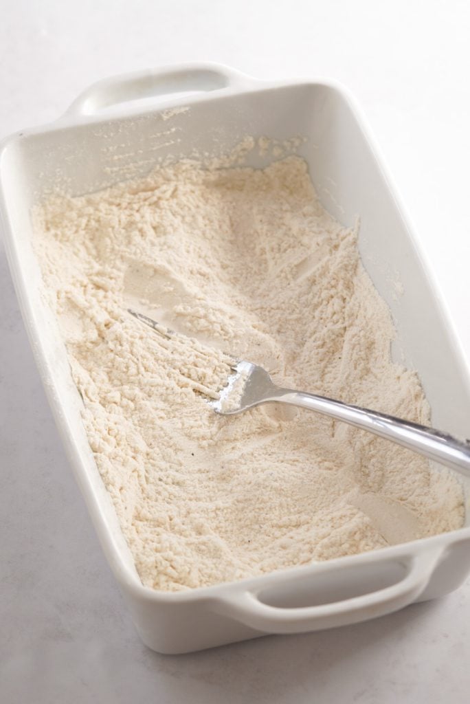 flour in a shallow bowl