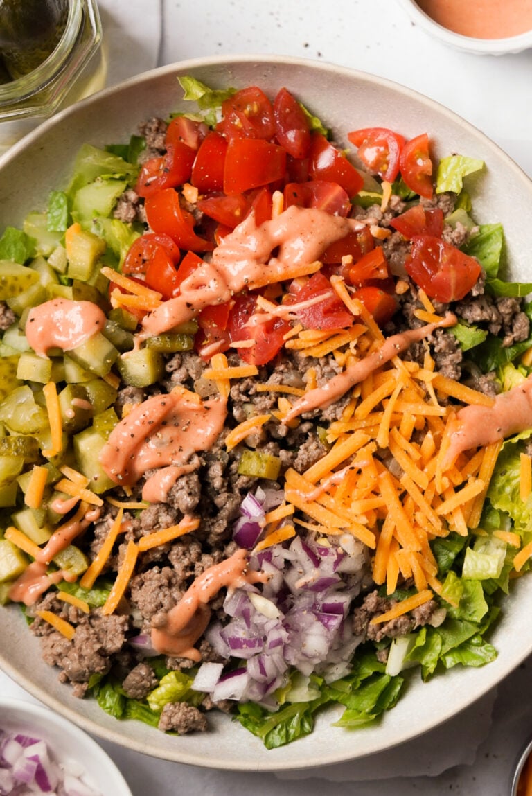 Burger Salad Bowl with Special Sauce Dressing - Wellness by Kay