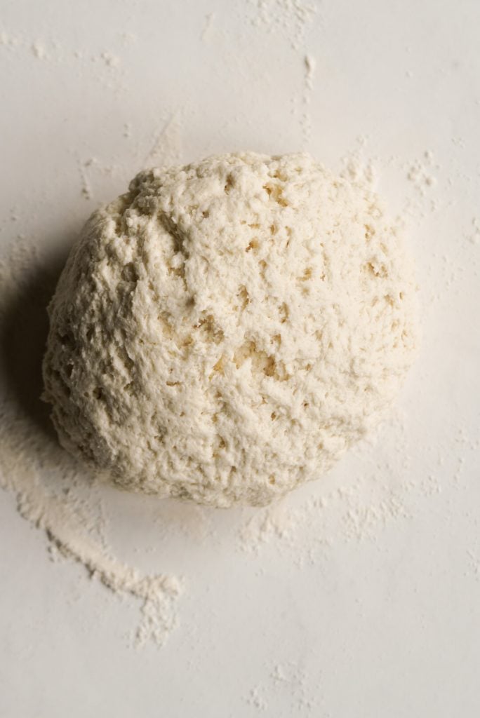 bagel dough on a floured surface