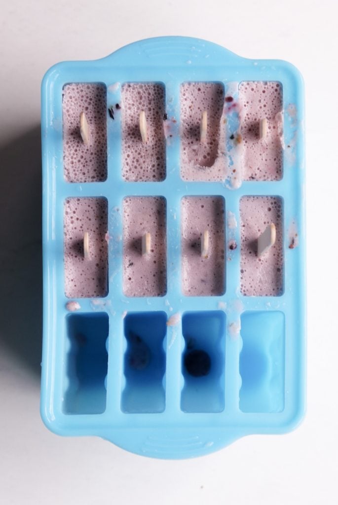 protein popsicles in a silicone mold after freezing