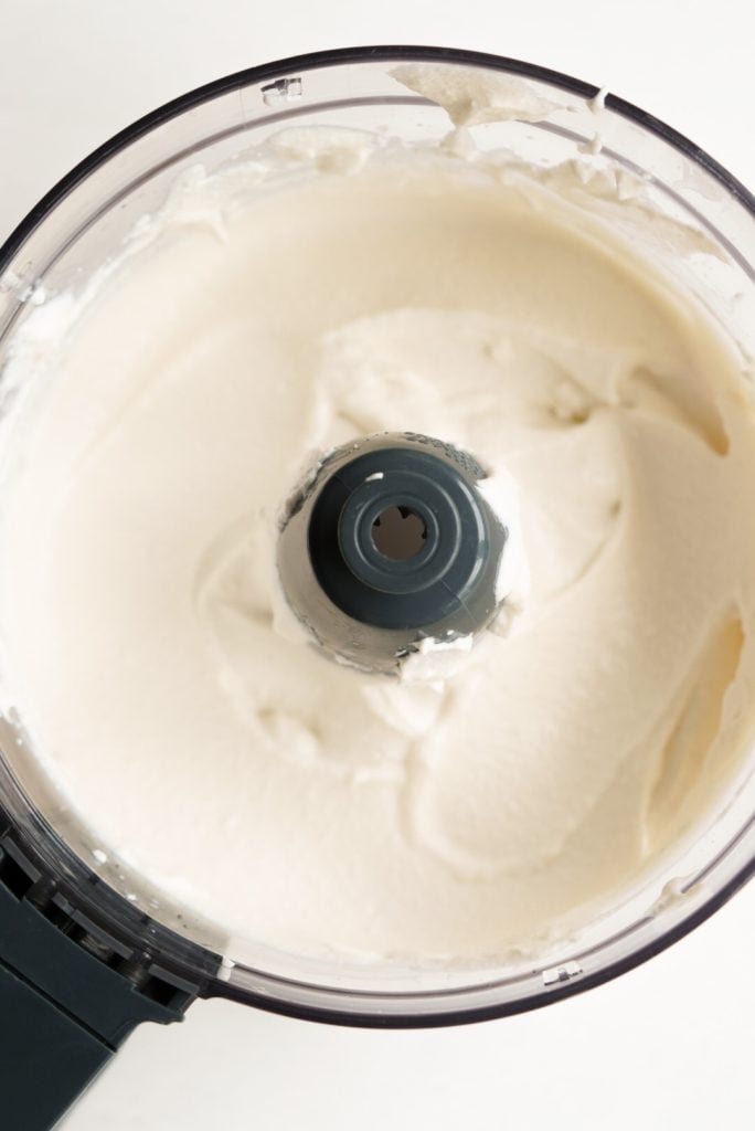cottage cheese and maple syrup blended together in a food processor