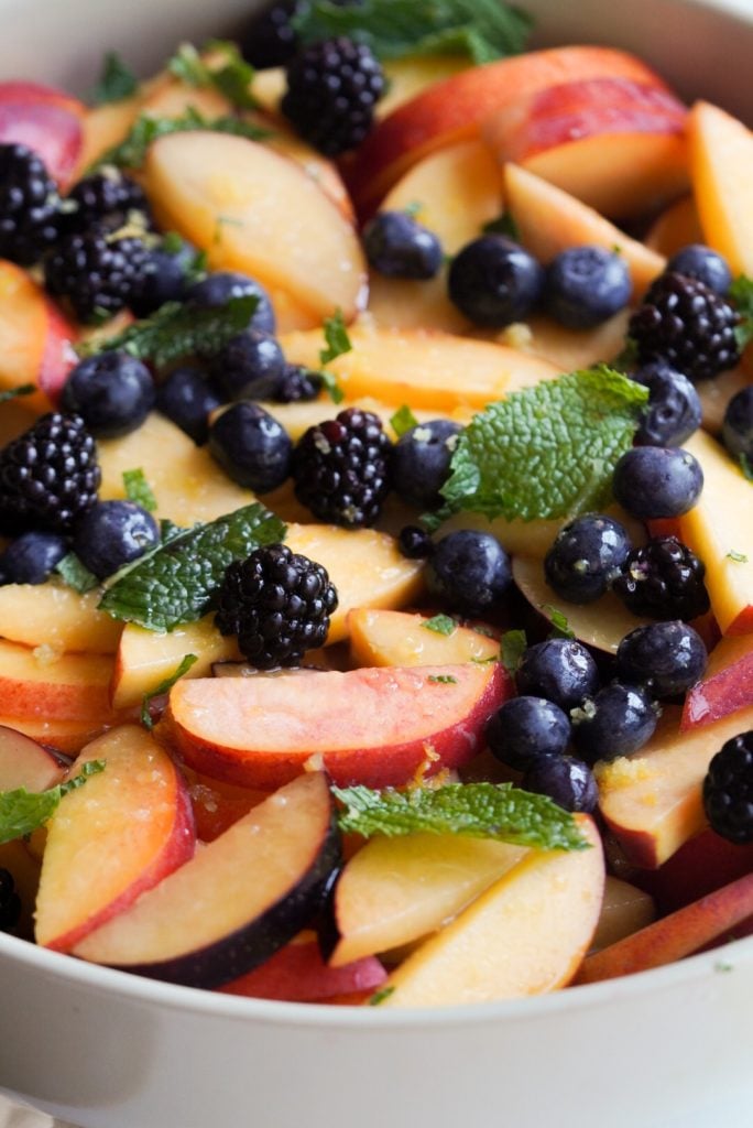 bowl of stonefruit salad.