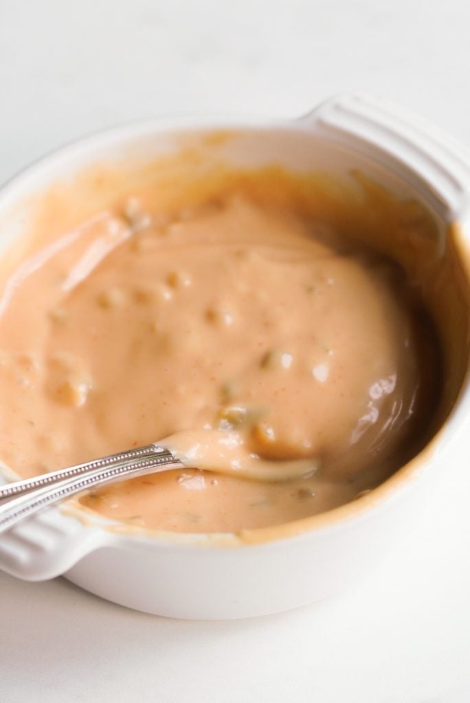 small bowl of special burger sauce