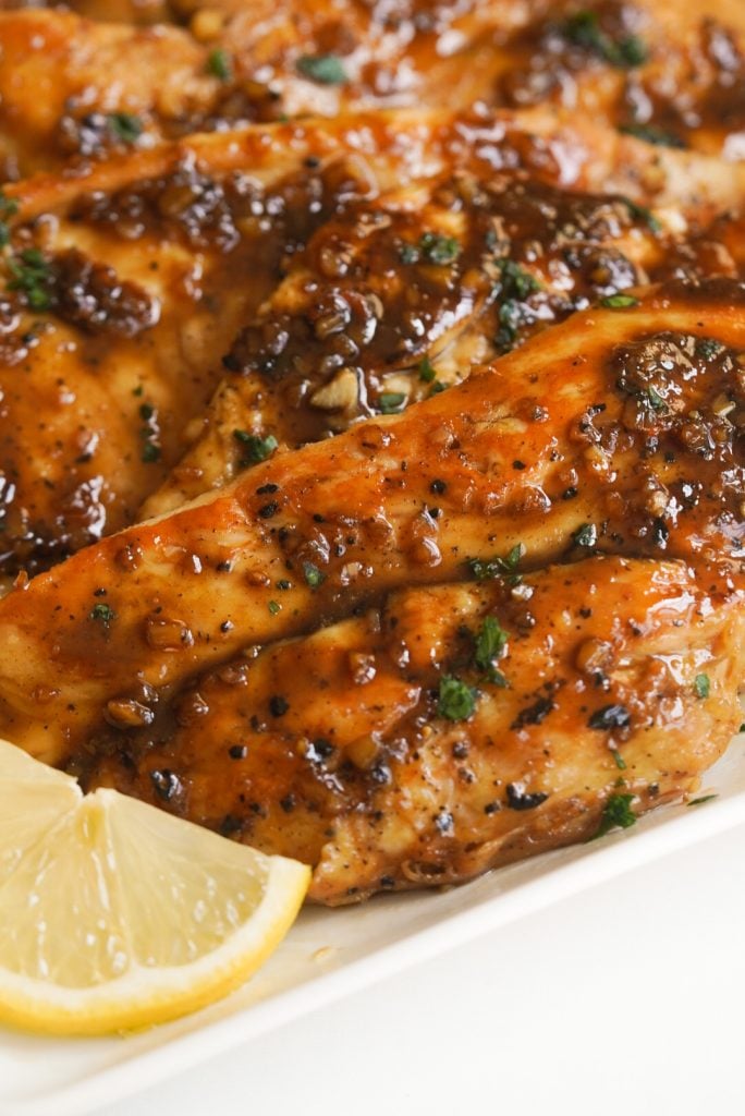 glossy chicken breast with maple syrup glaze