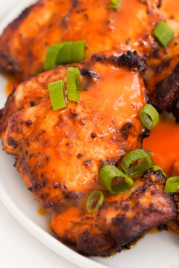 air fried chicken thigh with buffalo sauce