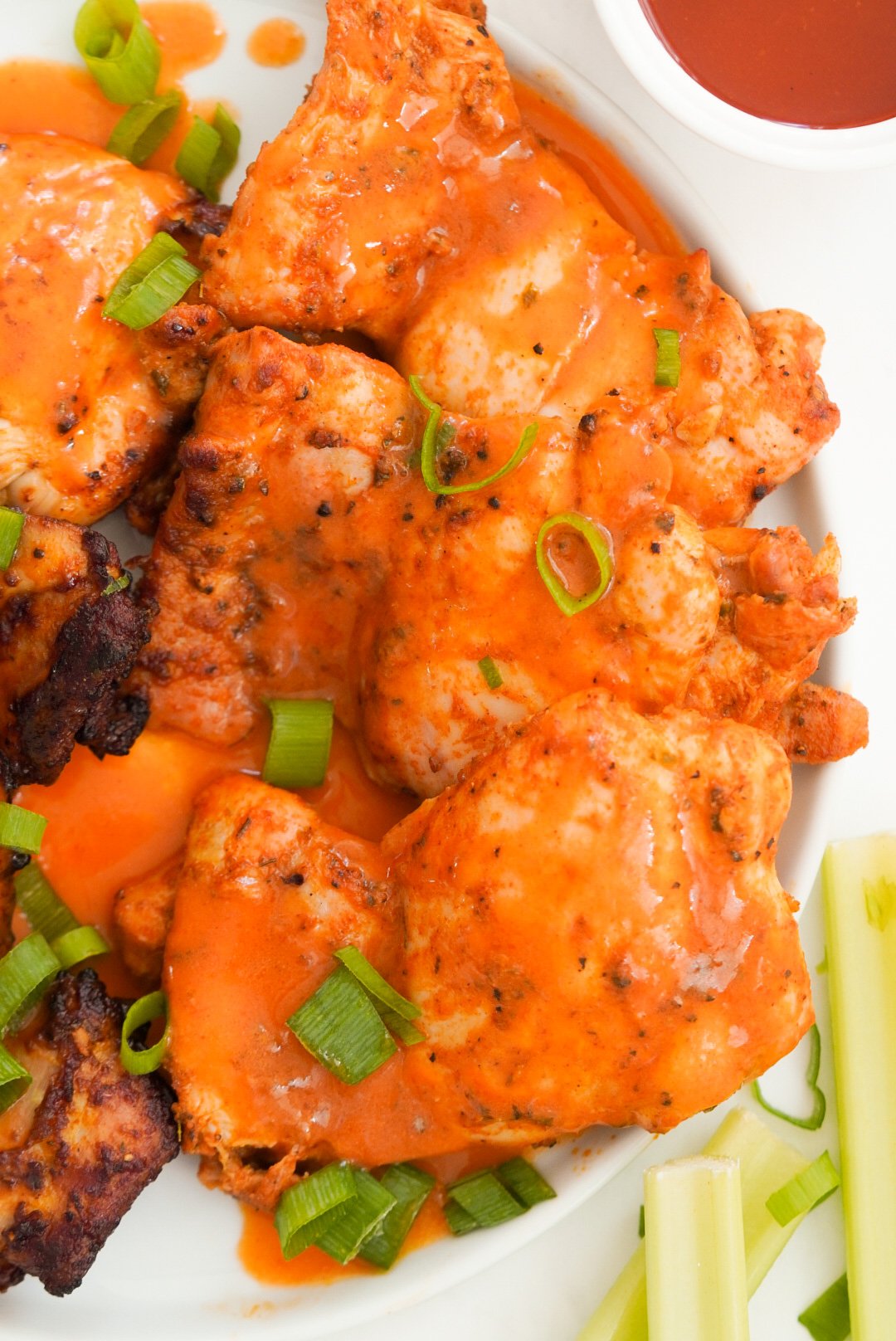 Buffalo Chicken Thighs (Air Fryer & Oven Baked) Wellness by Kay